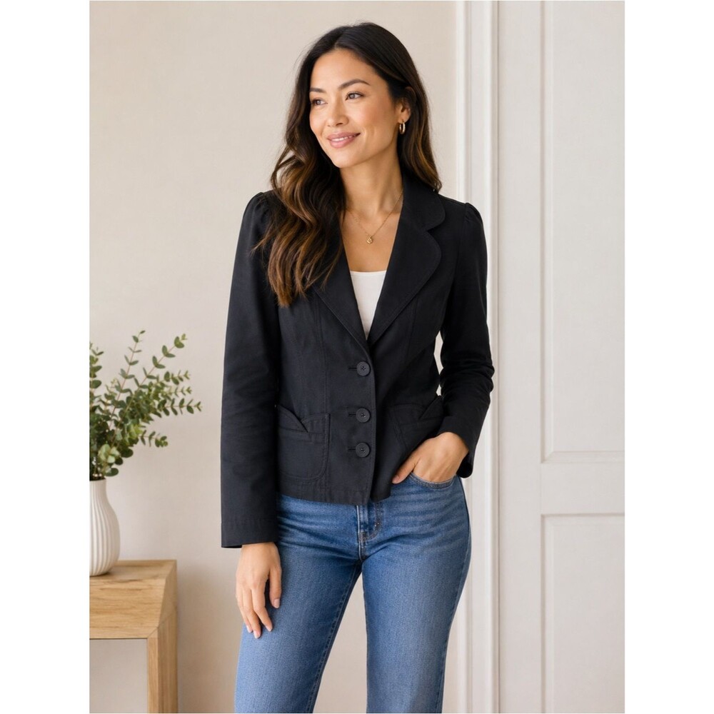 Halogen Black Fitted Blazer Size Medium Workwear Minimalist Office